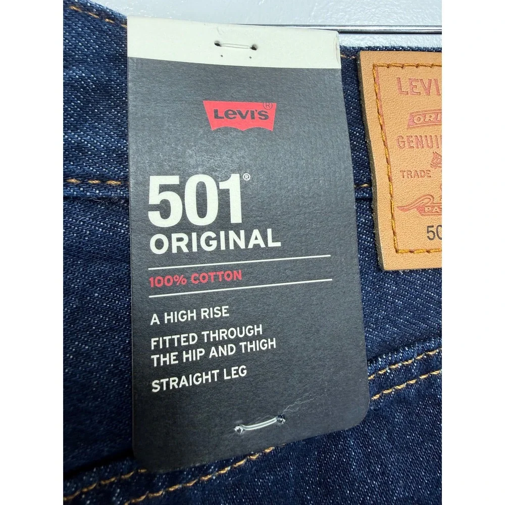 Levis 501 Original Dark Wash Straight Leg Button Fly Jeans 30x30 (EE32)NEW